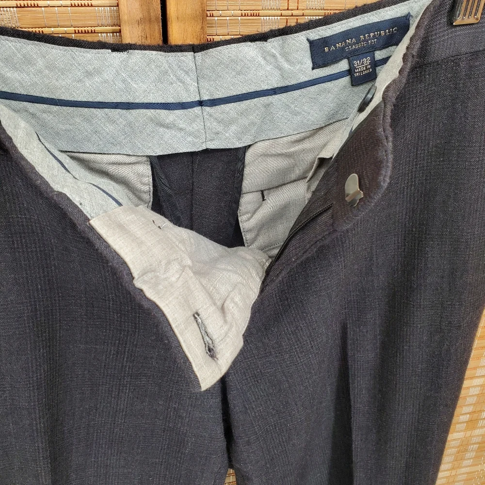 ◇ Banana Republic Mens Gray Wool Flat Front Trousers Size 31/32